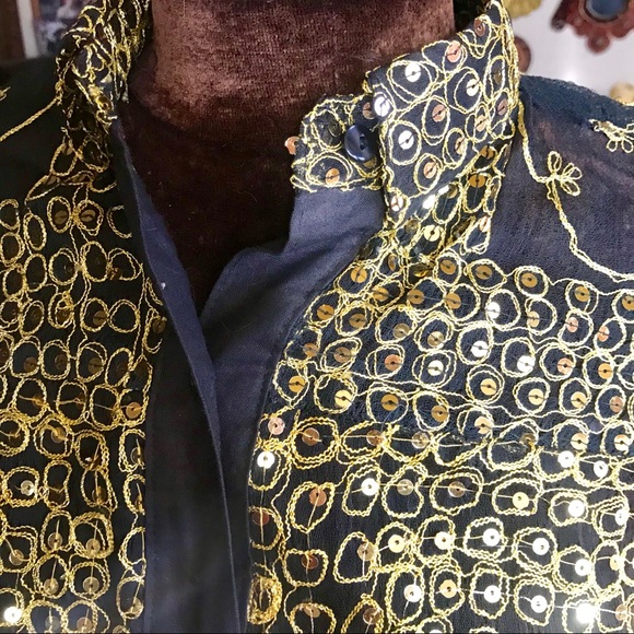 Sheer gold sequins & threading festival top - Picture 2 of 5
